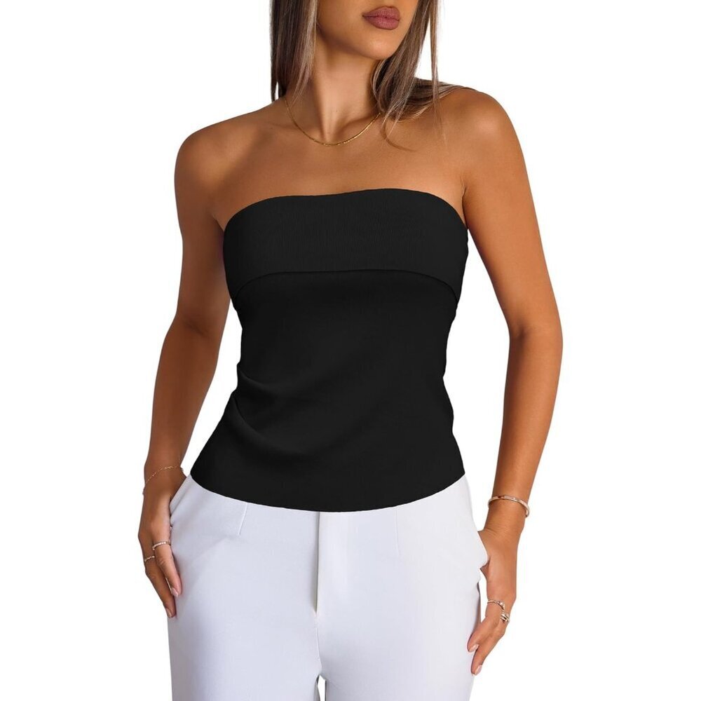 Women's Silk Blend Tube Top Medium Non Slip See Through Tummy Camouflage